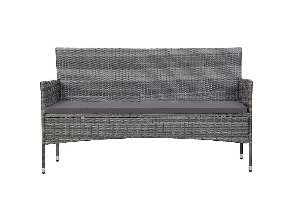 Set de muebles de jardín 4 pzas y cojines ratán sintético gris