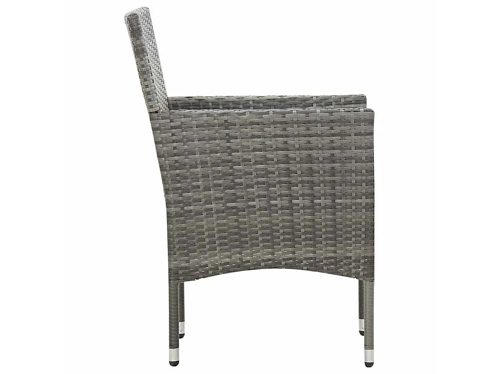 4-tlg. Garten-Lounge-Set mit Auflagen Poly Rattan Grau