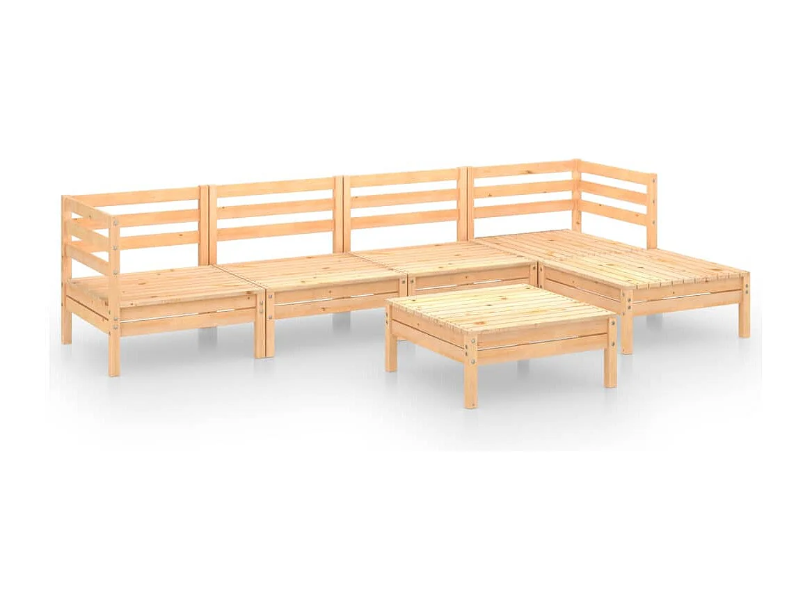 6-tlg. Garten-Lounge-Set Massivholz Kiefer