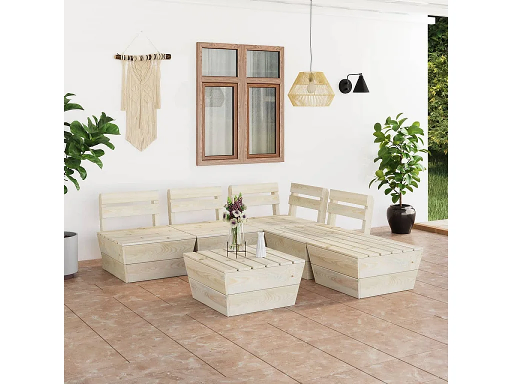 Salon de jardin palette 6 pcs Bois d'épicéa imprégné