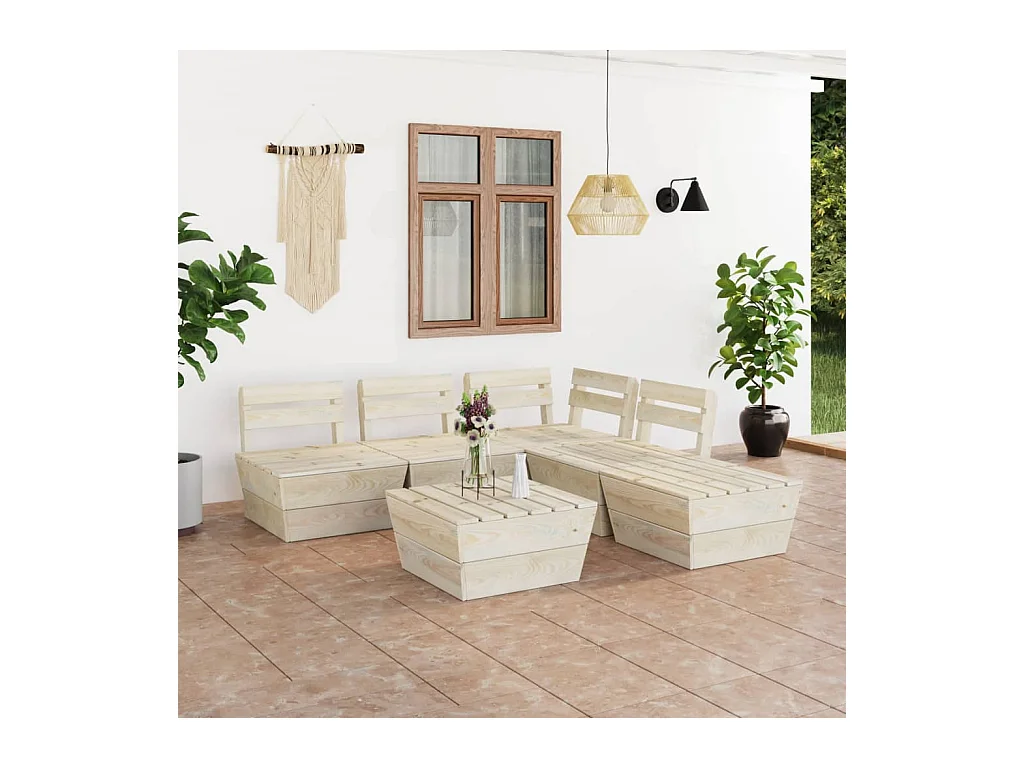 Salon de jardin palette 6 pcs Bois d'épicéa imprégné
