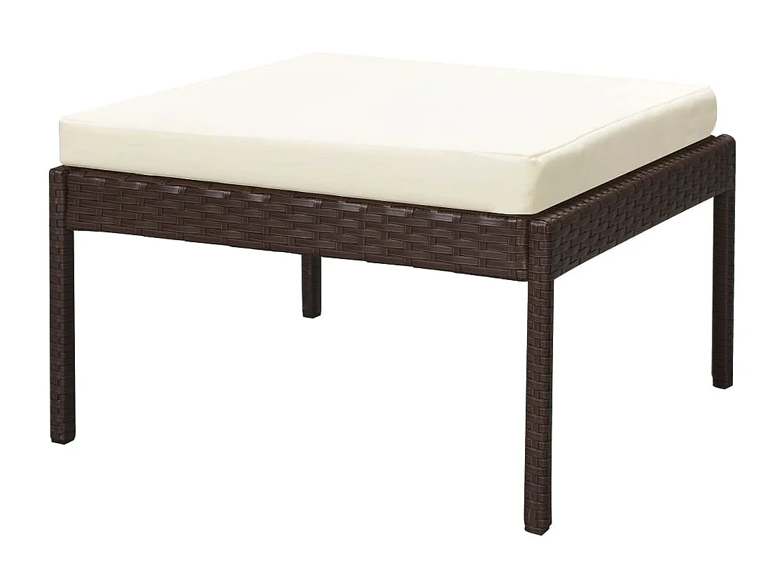 6-delige Loungeset met kussens poly rattan bruin