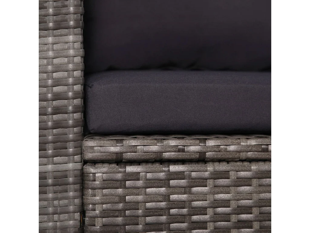 3-delige Bistroset met kussens poly rattan grijs