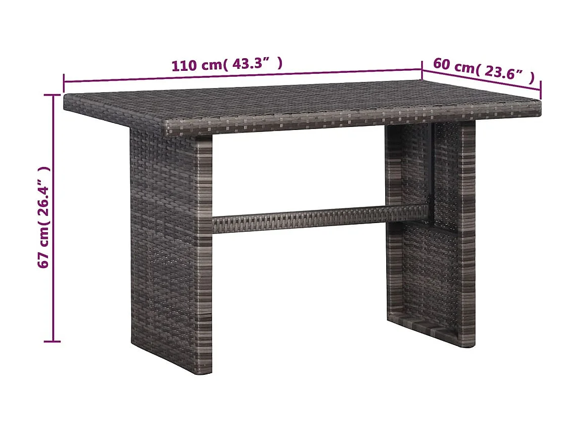 Ensemble de bistro 3 pcs avec coussins gris résine tressée