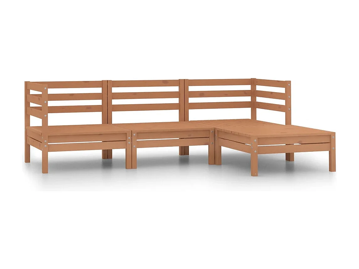 Salon de jardin 4 pcs Bois de pin massif Marron miel