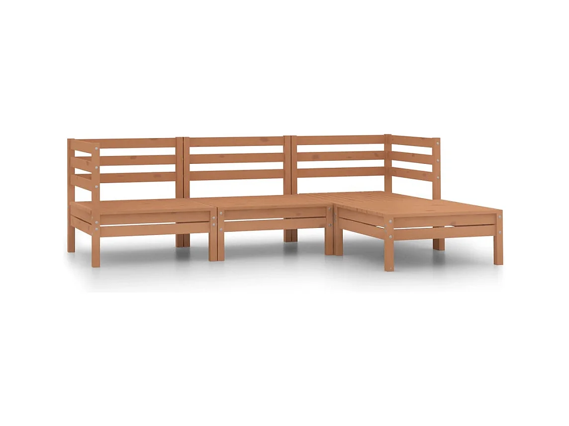 Salon de jardin 4 pcs Bois de pin massif Marron miel