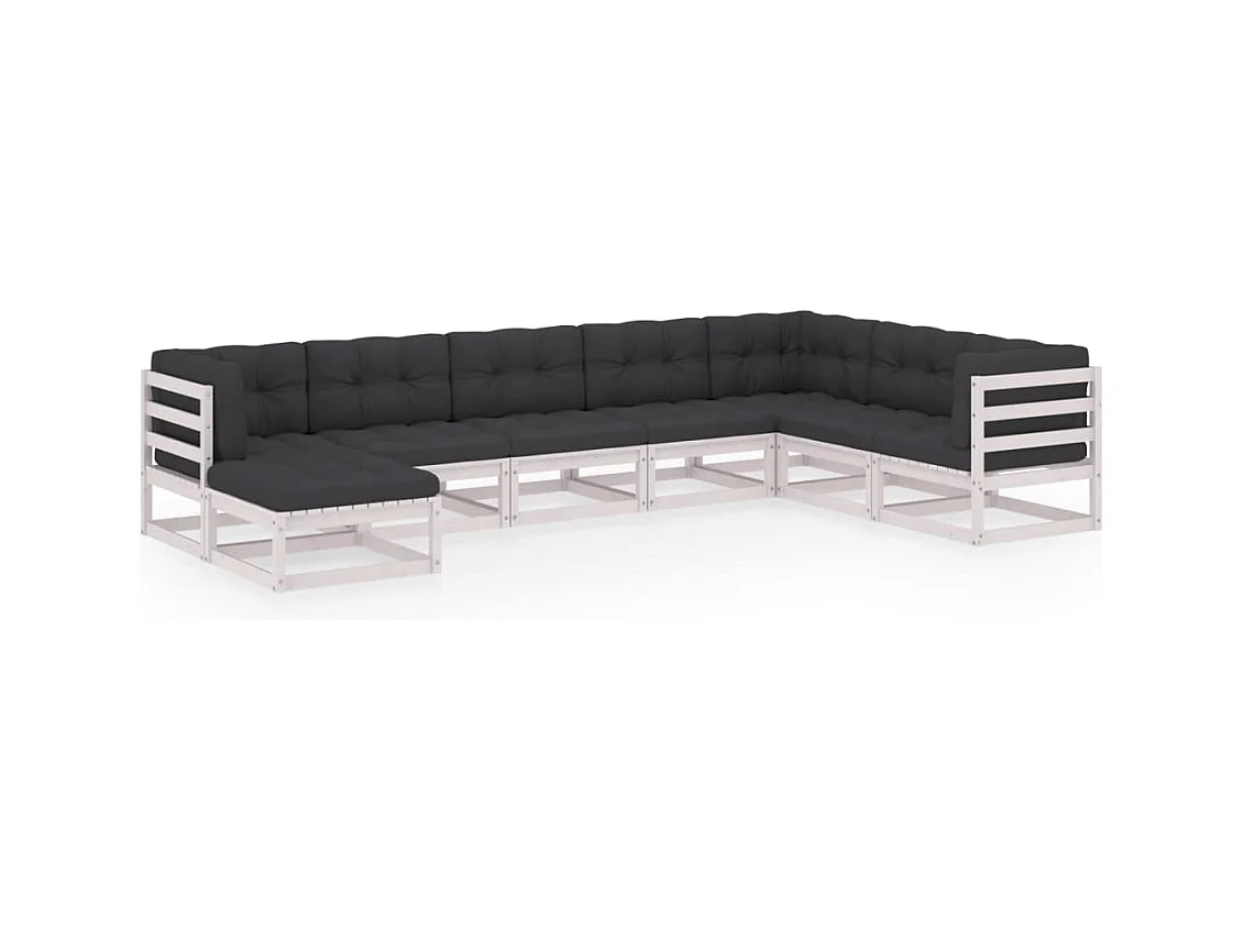 8-tlg. Garten-Lounge-Set mit Kissen Massivholz Kiefer