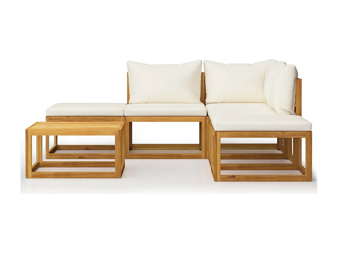 Salon de jardin 6 pcs avec coussins Bois d'acacia solide