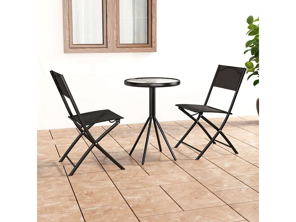 Ensemble de bistro 3 pcs Acier Noir