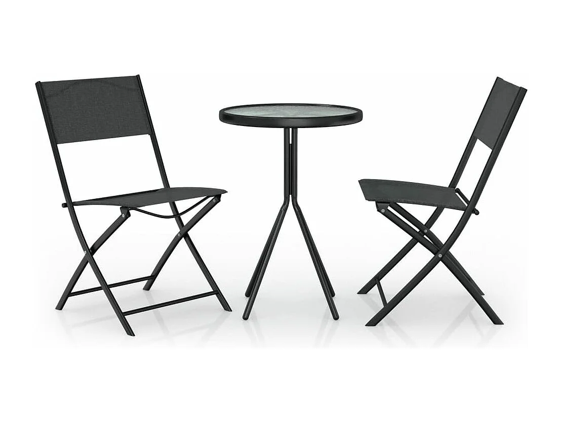 Ensemble de bistro 3 pcs Acier Noir