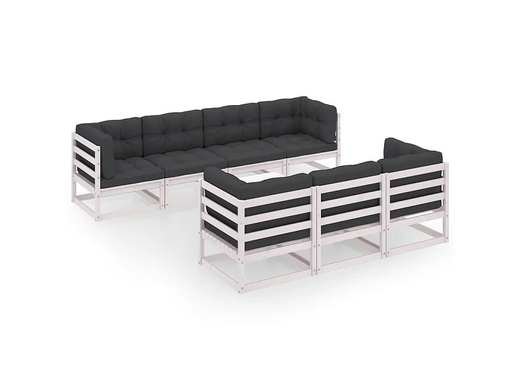 8-delige Loungeset met kussens massief grenenhout