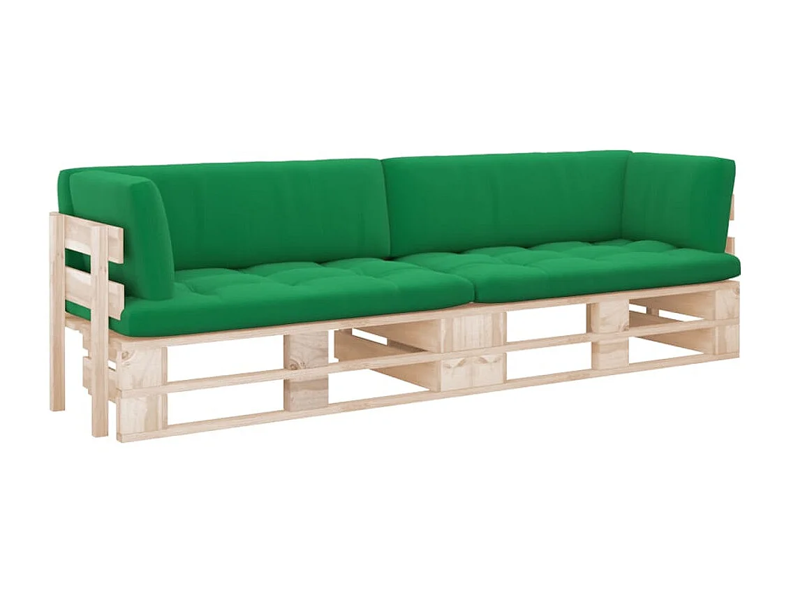 Canapé palette 2 places avec coussins Bois de pin imprégné