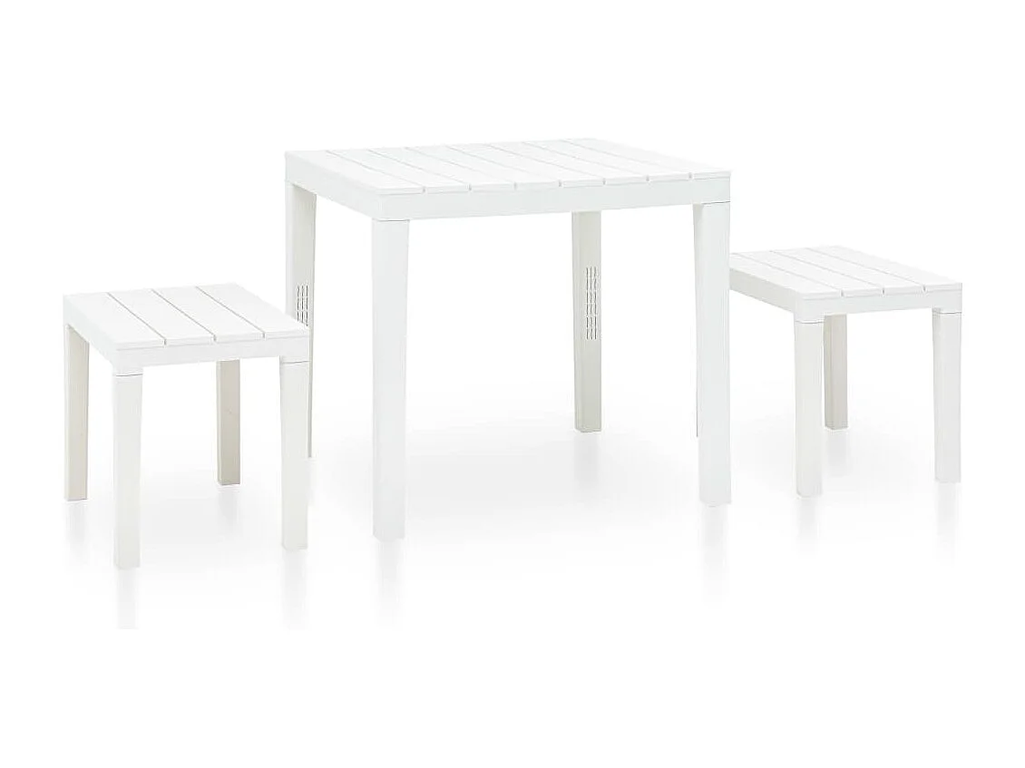 Mesa de jardim com 2 bancos plástico branco