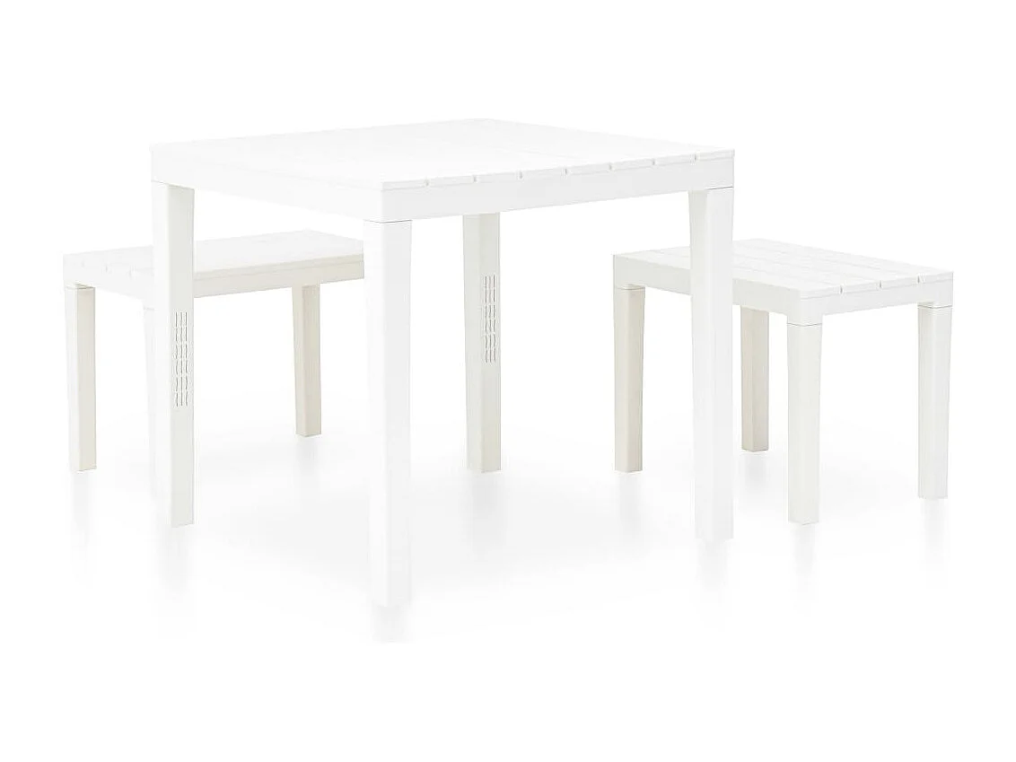 Mesa de jardim com 2 bancos plástico branco