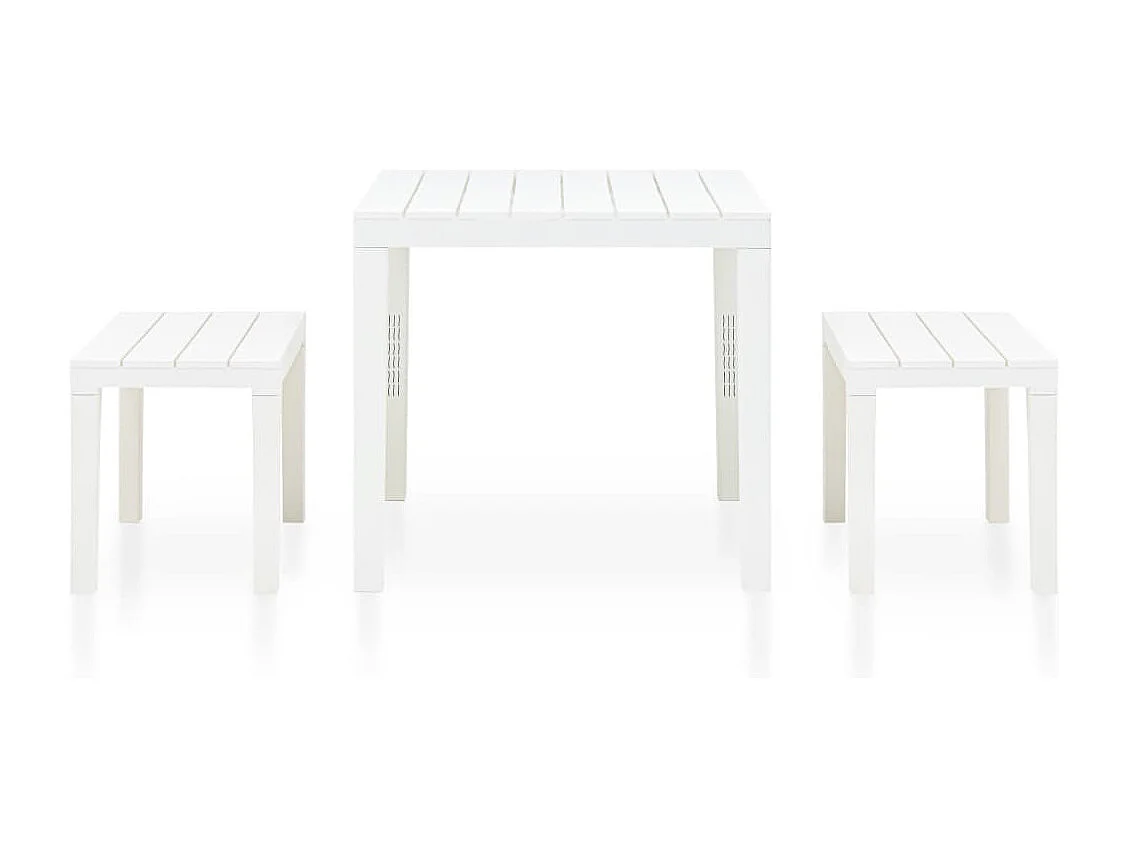 Mesa de jardim com 2 bancos plástico branco