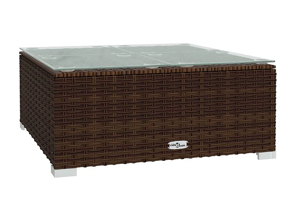 9 pcs conjunto lounge jardim c/ almofadões vime PE castanho