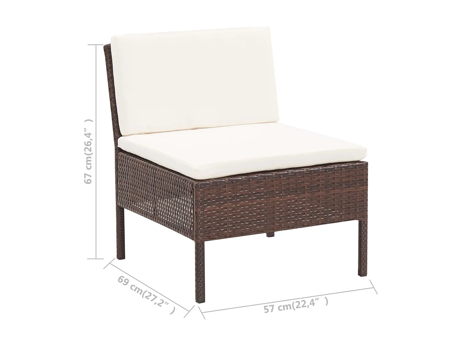 5-tlg. Garten-Sofagarnitur mit Auflagen Poly Rattan Braun