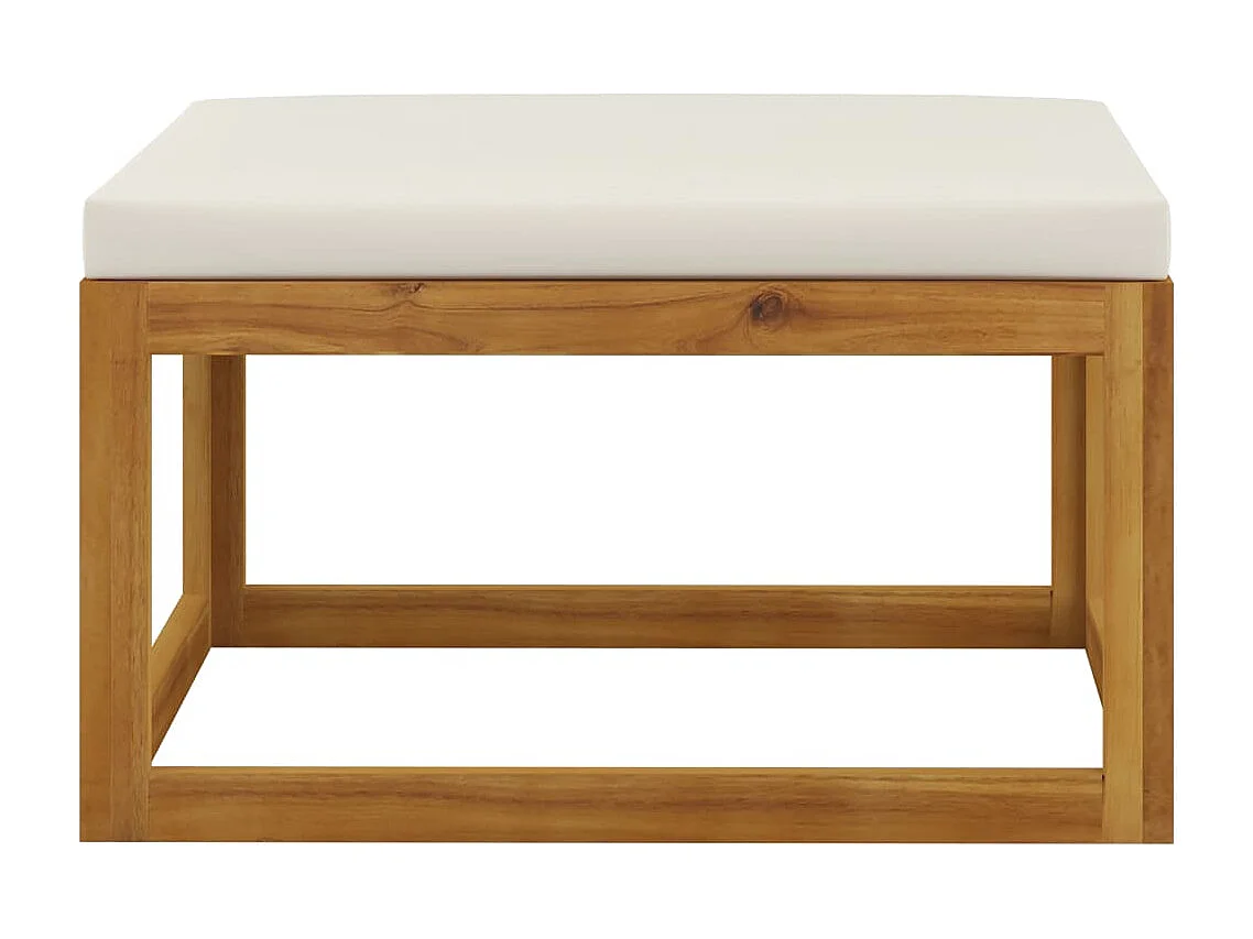 Salon de jardin 4 pcs avec coussin Crème Bois d'acacia solide