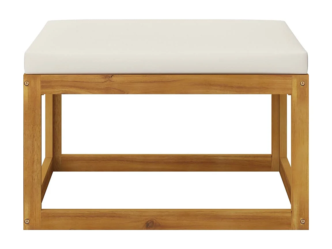 Salon de jardin 4 pcs avec coussin Crème Bois d'acacia solide