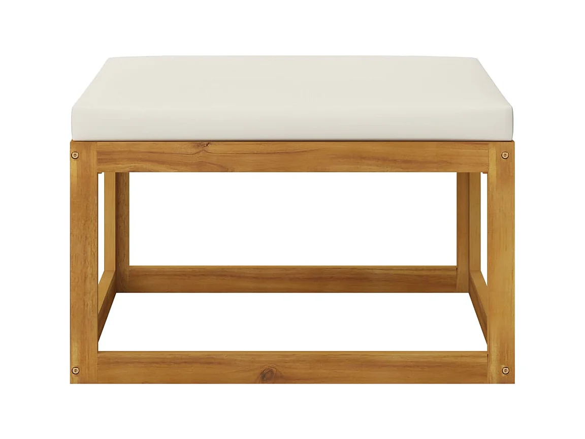 Salon de jardin 4 pcs avec coussin Crème Bois d'acacia solide
