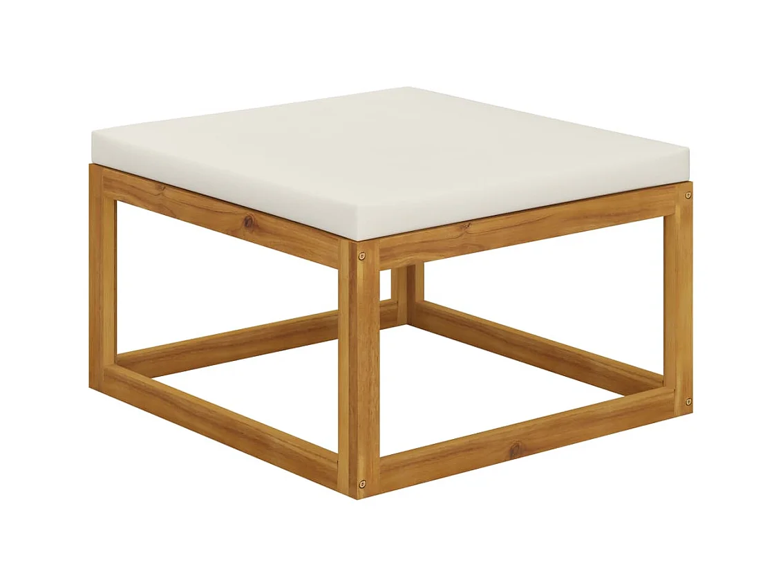 Salon de jardin 4 pcs avec coussin Crème Bois d'acacia solide