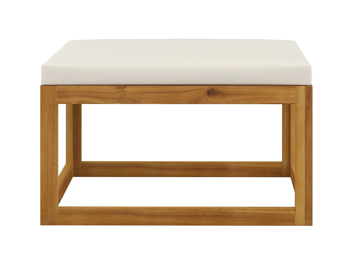 Salon de jardin 4 pcs avec coussin Crème Bois d'acacia solide