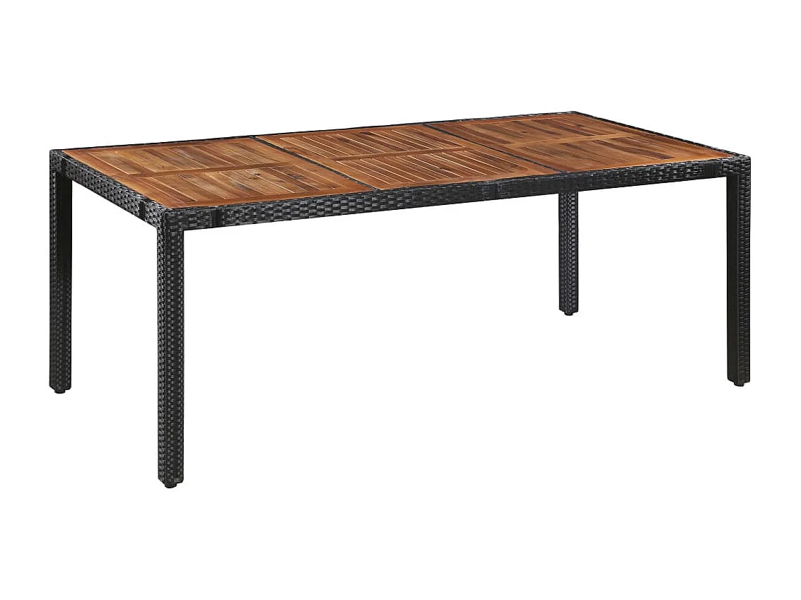 9-tlg. Garten-Essgruppe Poly Rattan Akazie Massivholz Schwarz