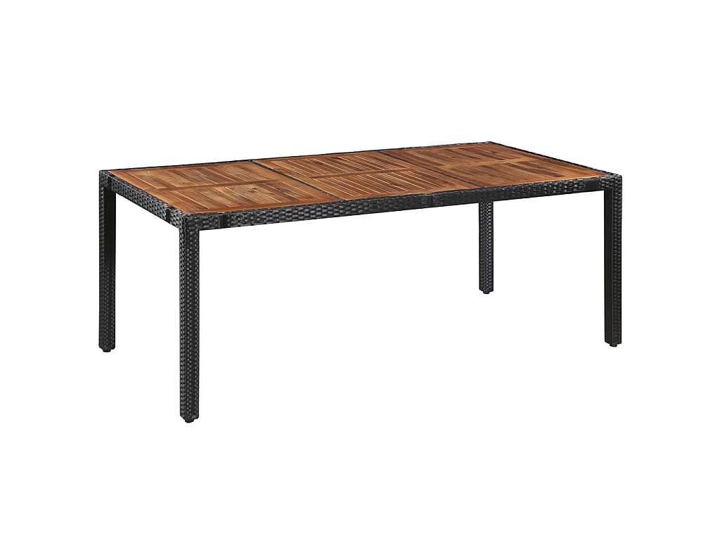 9 pcs conjunto jantar exterior vime PE e madeira acácia preto