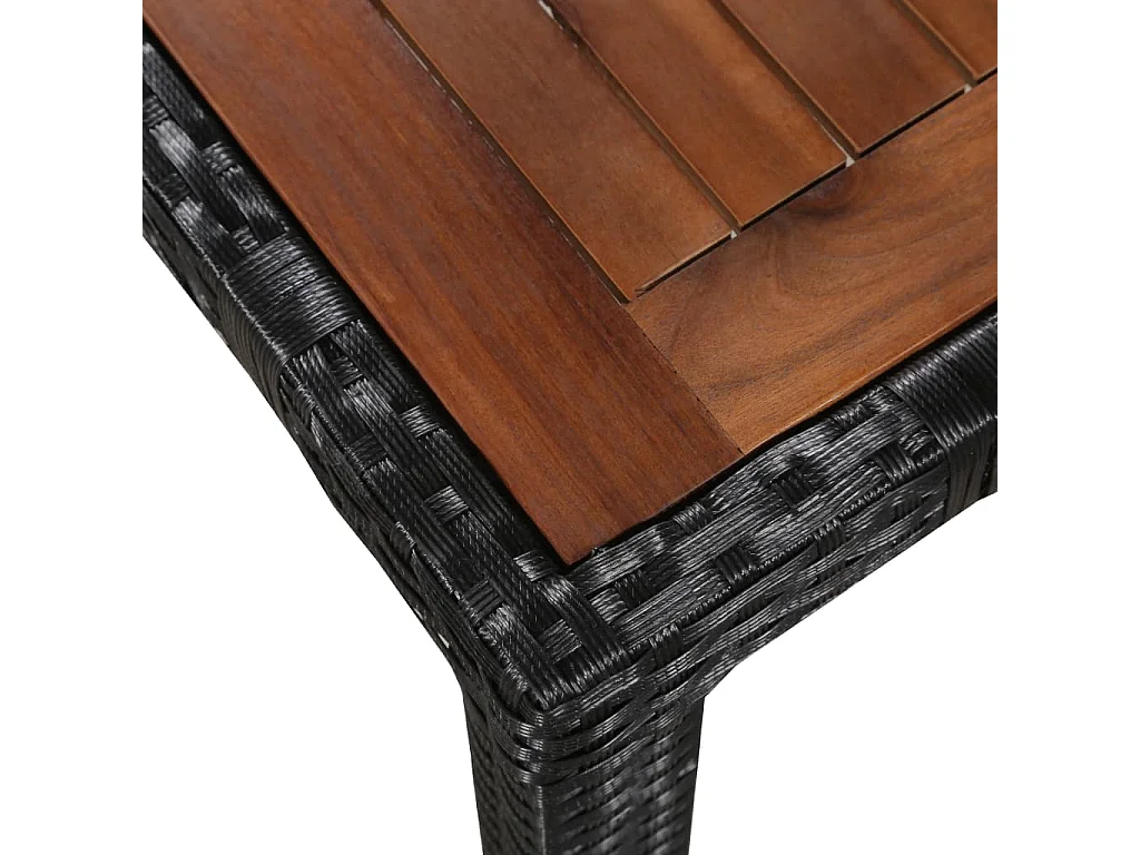 9 pcs conjunto jantar exterior vime PE e madeira acácia preto