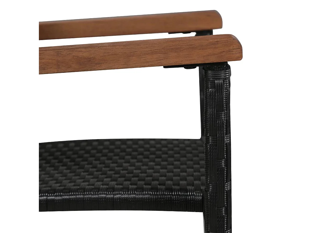9 pcs conjunto jantar exterior vime PE e madeira acácia preto