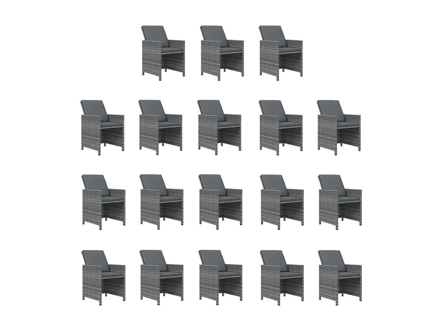 Ensemble à manger de jardin coussins 19 pcs Résine tressée Gris
