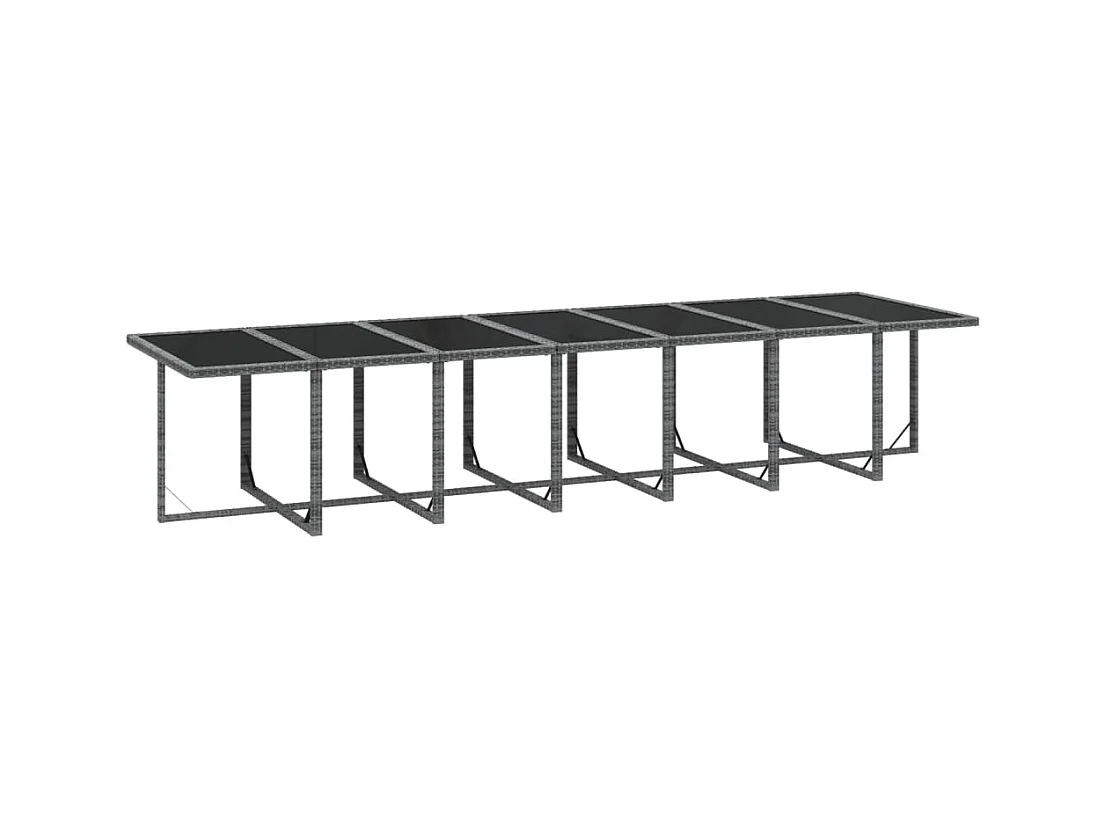 19-tlg. Garten-Essgruppe mit Kissen Poly Rattan Grau