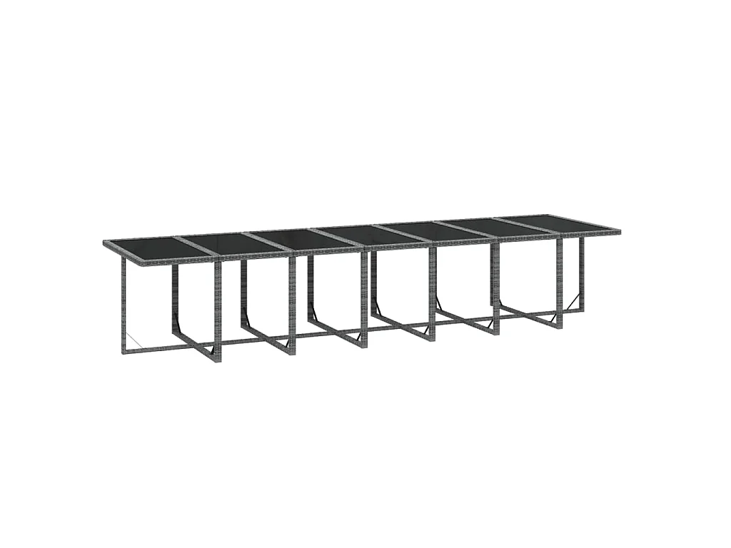 Set da Pranzo per Giardino 19 pz con Cuscini Polyrattan Grigio