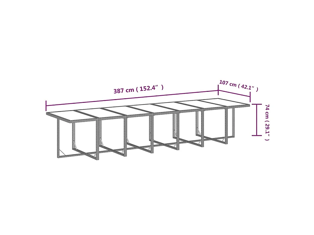 Set da Pranzo per Giardino 19 pz con Cuscini Polyrattan Grigio