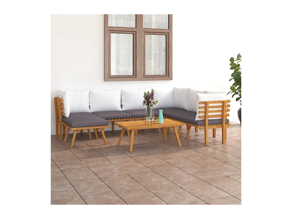 Set Divani da Giardino 8 pz con Cuscini in Massello di Acacia