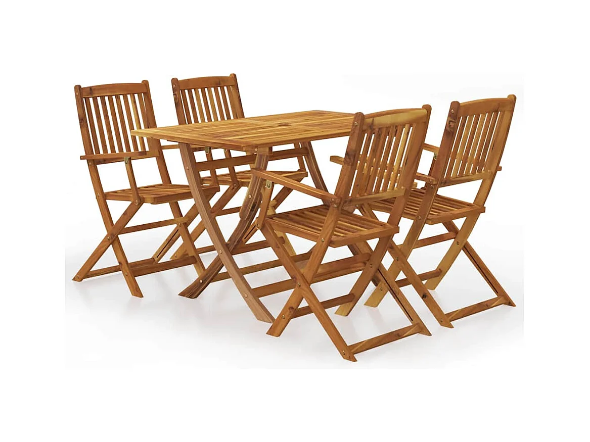 Set comedor de jardín plegable 5 piezas madera maciza de acacia