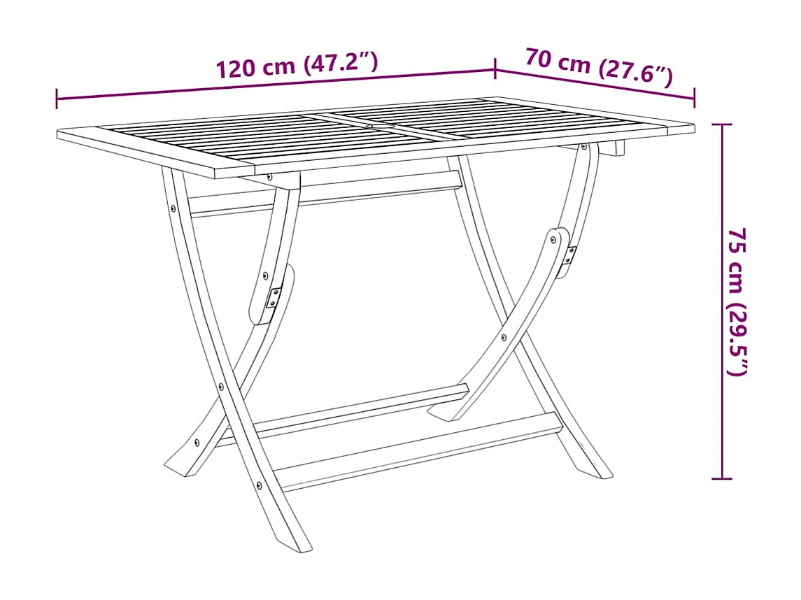 Ensemble à manger d'extérieur pliable 5pcs Bois d'acacia solide