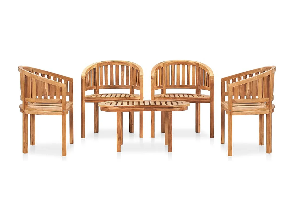 5-tlg. Garten-Lounge-Set Massivholz Teak