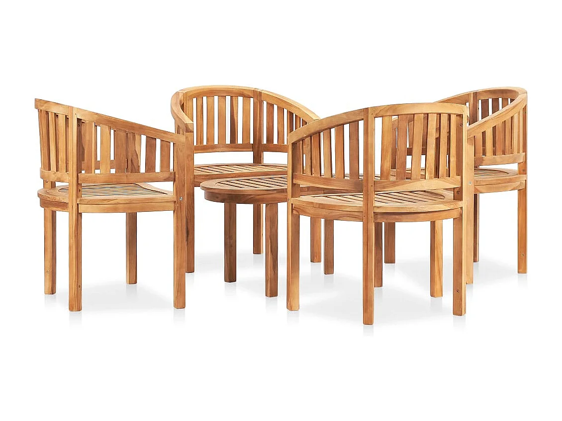 5-tlg. Garten-Lounge-Set Massivholz Teak