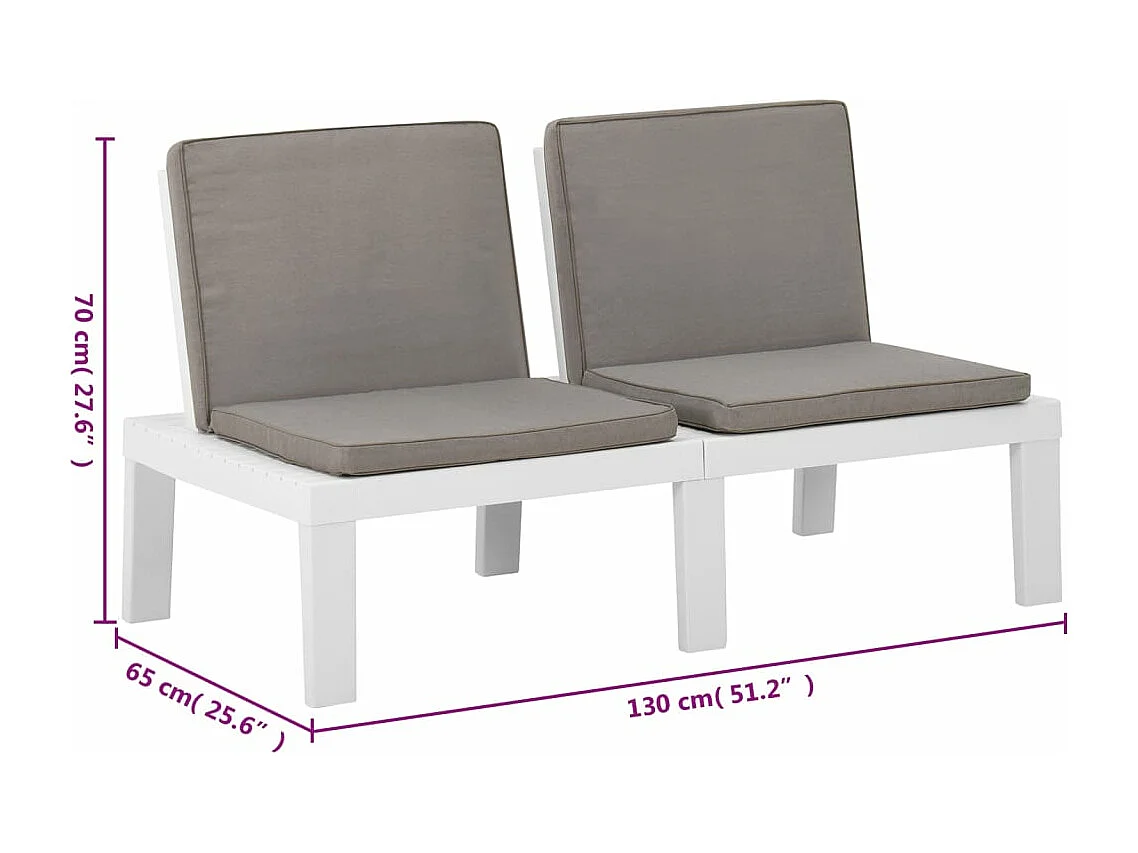 Salon de jardin 6 pcs avec coussins Plastique Blanc