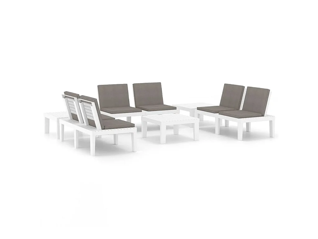 6-tlg. Garten-Lounge-Set mit Auflagen Kunststoff Weiß