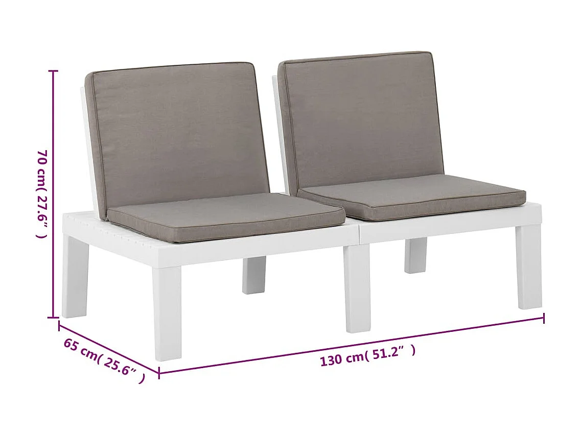 6-tlg. Garten-Lounge-Set mit Auflagen Kunststoff Weiß