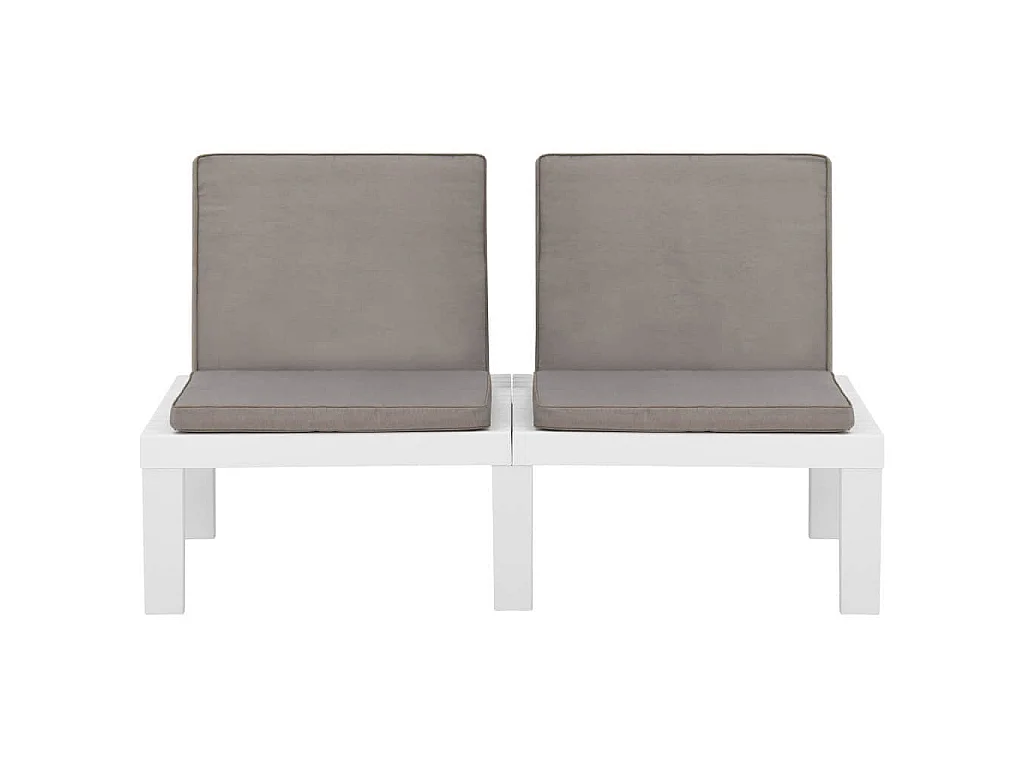 6-tlg. Garten-Lounge-Set mit Auflagen Kunststoff Weiß