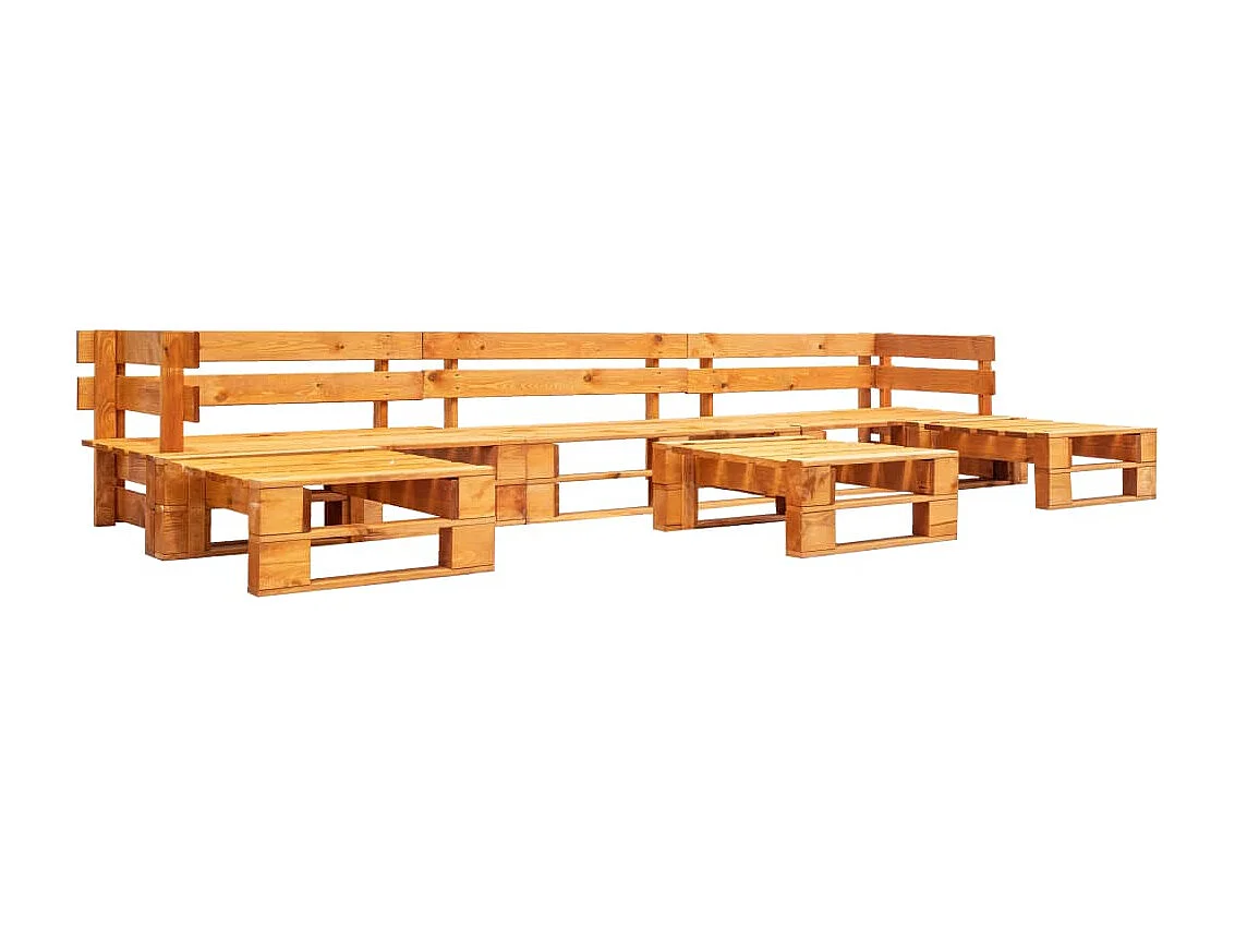 Canapés de jardin palette 6 pcs Bois Marron miel