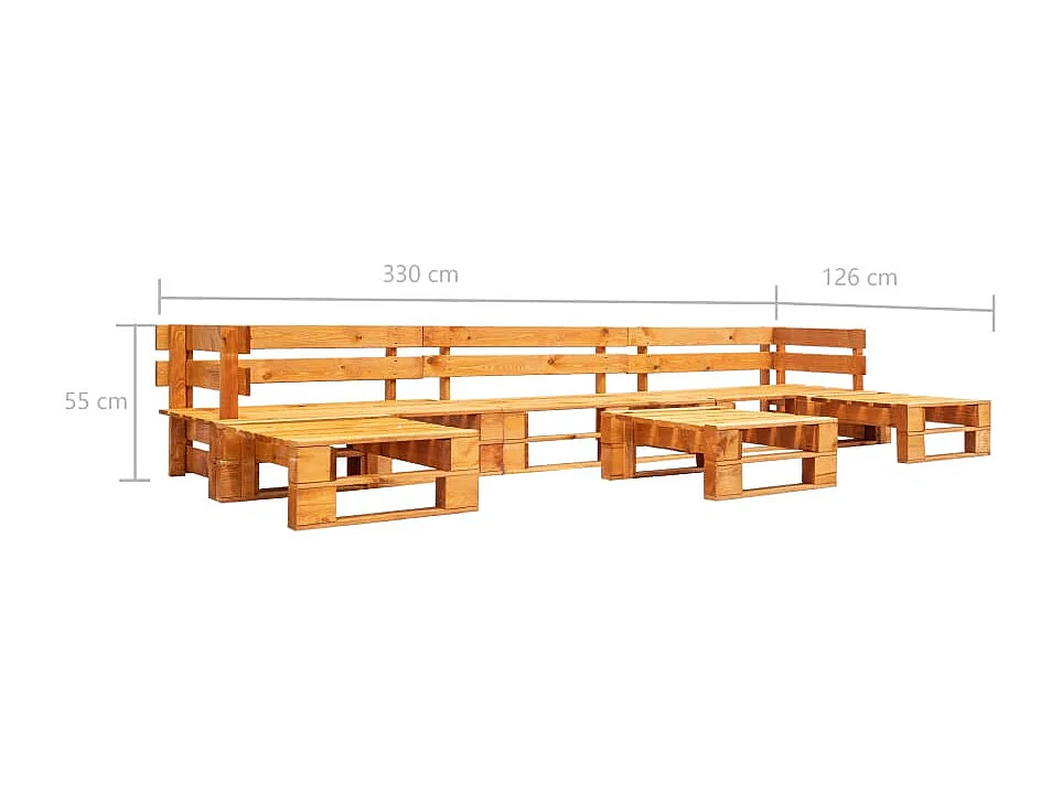 Canapés de jardin palette 6 pcs Bois Marron miel