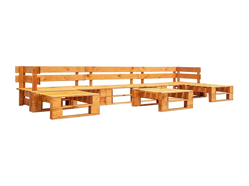 Set de muebles de palets de jardín 6 piezas madera marrón miel
