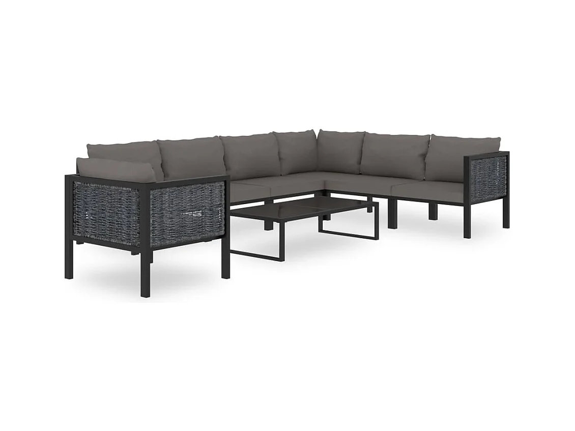 Salon de jardin 8 pcs avec coussins Résine tressée Anthracite