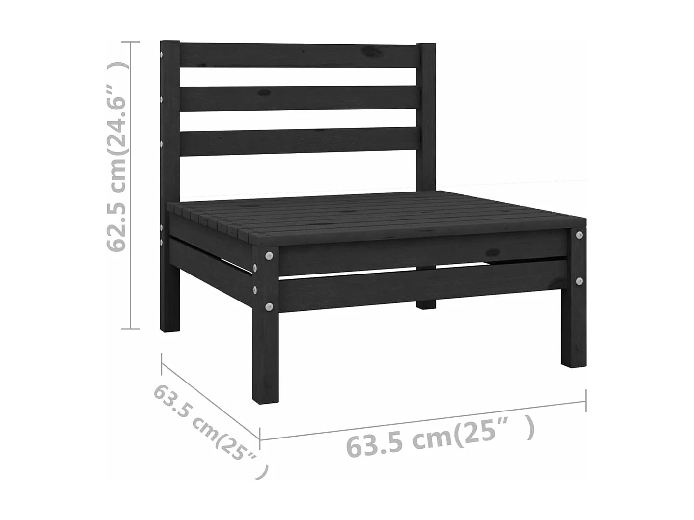 Salon de jardin 6 pcs Noir Bois de pin massif