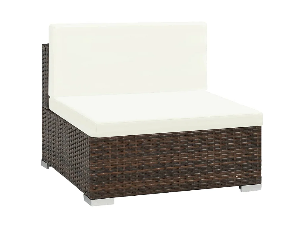 Set Divani da Giardino 6 pz con Cuscini in Polyrattan Marrone