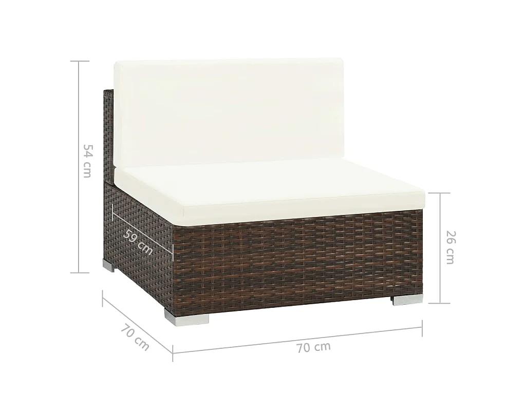 Set Divani da Giardino 6 pz con Cuscini in Polyrattan Marrone